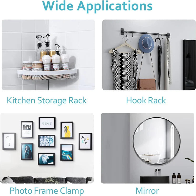 Adhesive Wall Hooks, No-Drilling Waterproof Screw for Hanging (20 pcs per set)